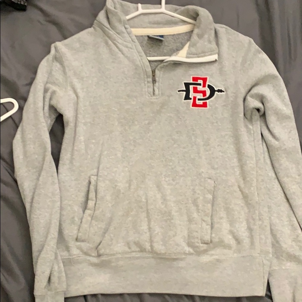 Gray San Diego State (SDSU) 1/4 zip sweater
